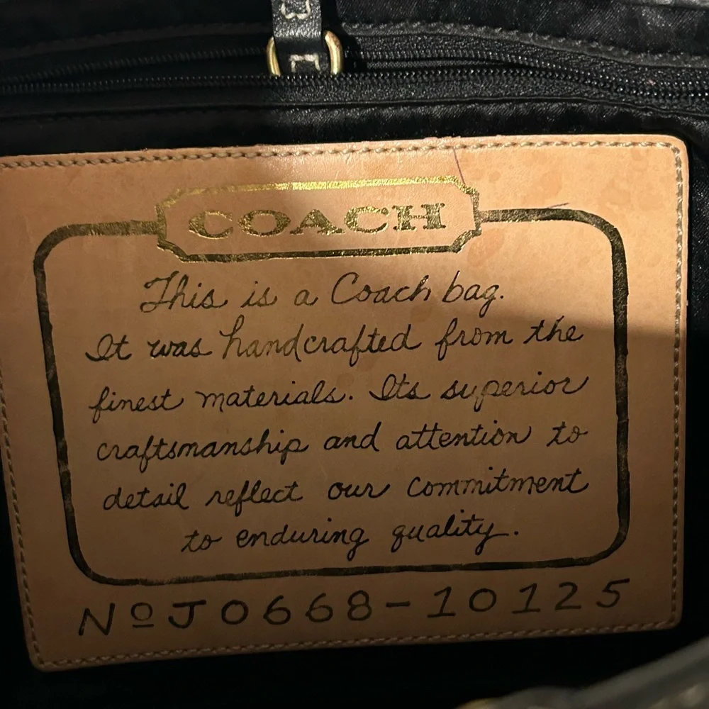 Coach Signature Black Gray Canvas Leather structured logo Shoulder Bag - Picture 4 of 16